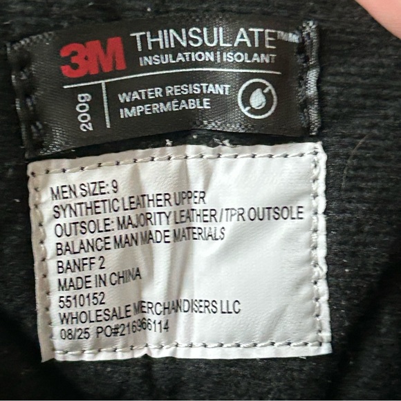 Falls Creek Mens Winter Boots 9 Thinsulate 200g Water Resistant Zip Front NWT - Picture 7 of 8